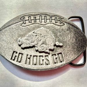 Vintage Arkansas Razorback Belt Buckle cast by Wyoming Studio Art Works 1976